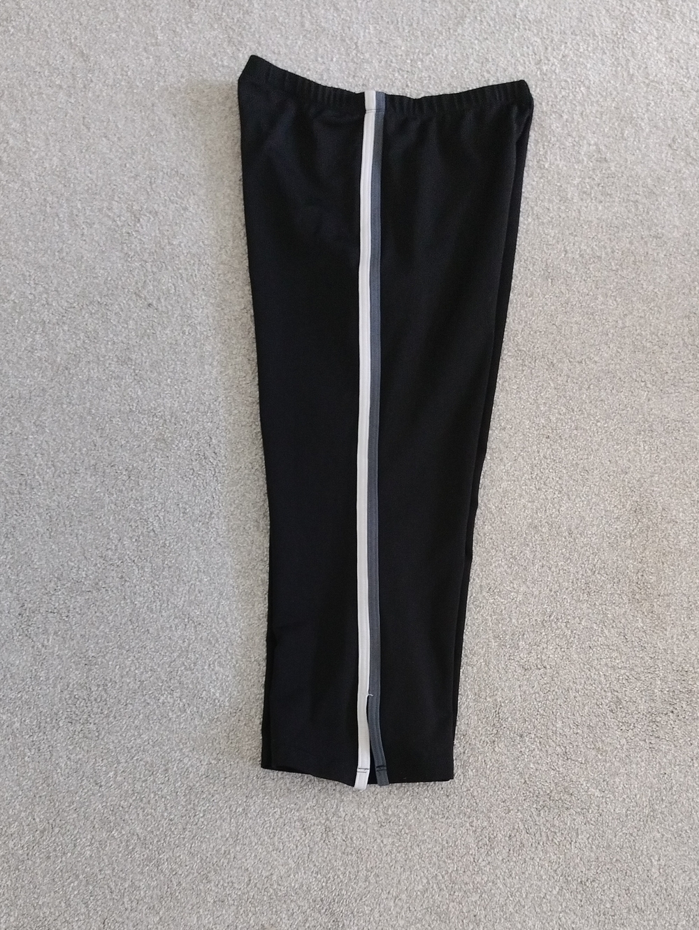 Black Athletic Pants with Gray & White Center Stripe (Size Tag Cut Out)